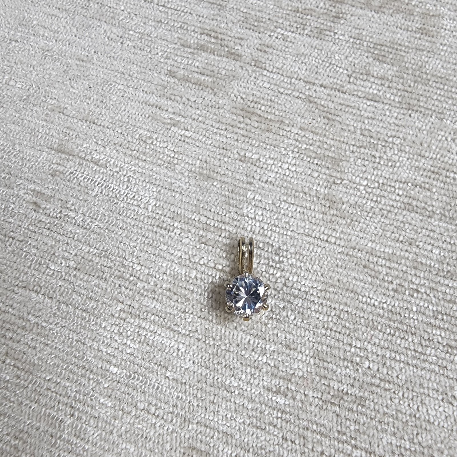 Dainty Cz Diamond Solitaire Pendant For Women 14k Gold Plated Single